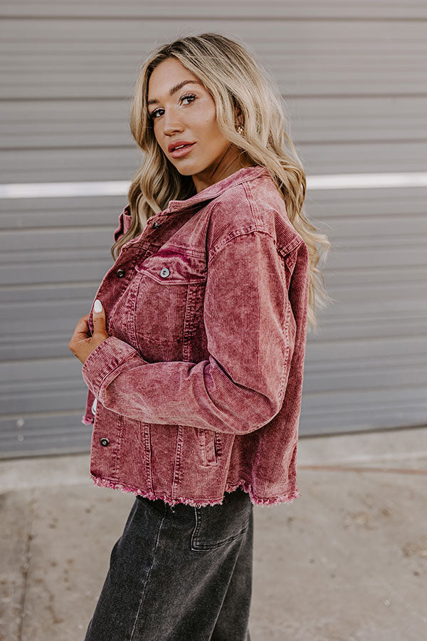Hayride Honey Corduroy Jacket in Maroon Image - 4