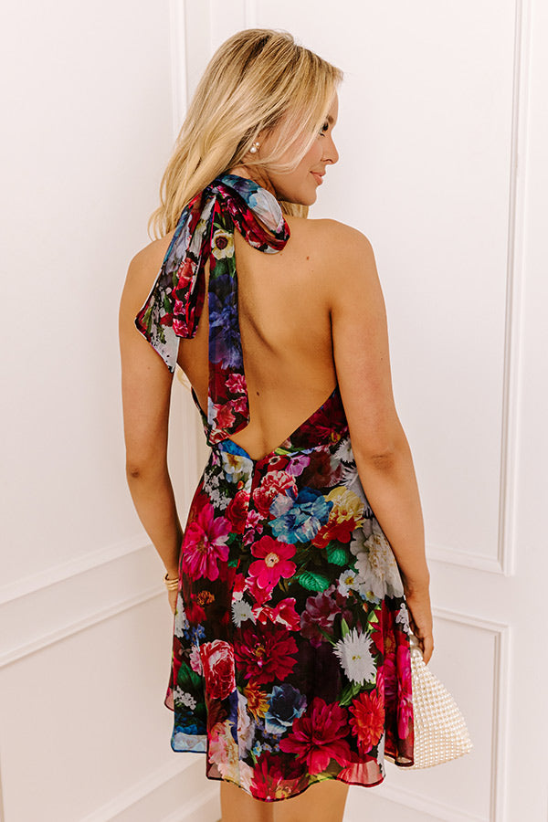 Cocktails At Midnight Floral Mini Dress Image - 2