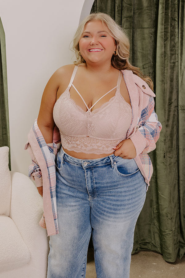 The Luna Longline Lace Bralette in Dusty Blush Curves Image - 1