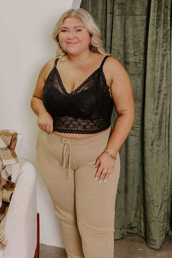 The Skye Longline Lace Bralette in Black Curves Image - 3