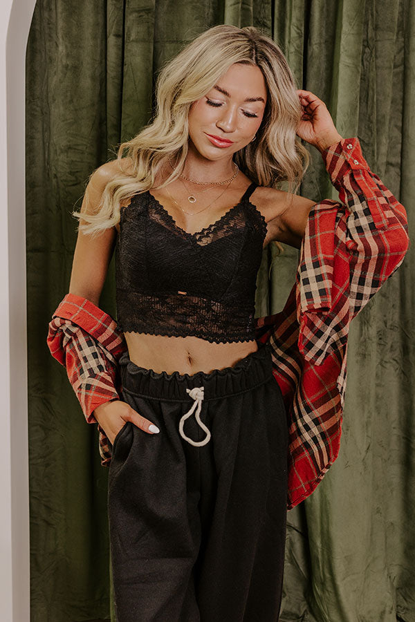 The Skye Longline Lace Bralette in Black Image - 1