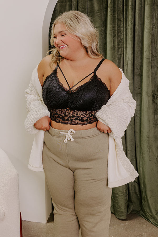 The Luna Longline Lace Bralette in Black Curves Image - 1