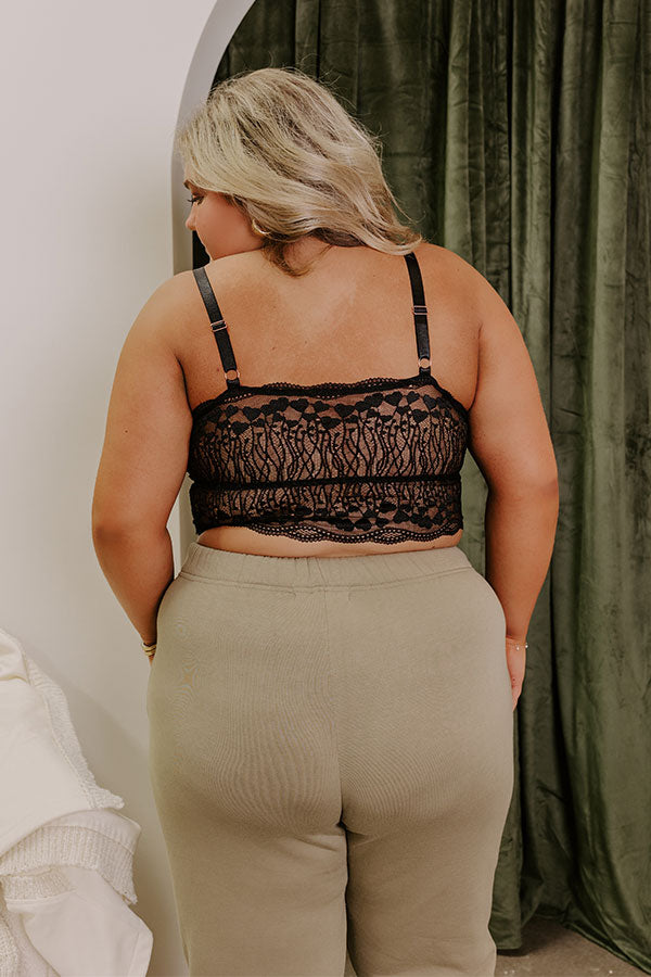The Luna Longline Lace Bralette in Black Curves Image - 3