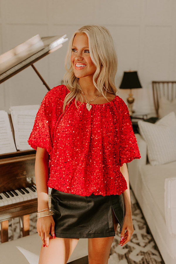 Cranberry Spritzer Sequin Velvet Top Image - 5