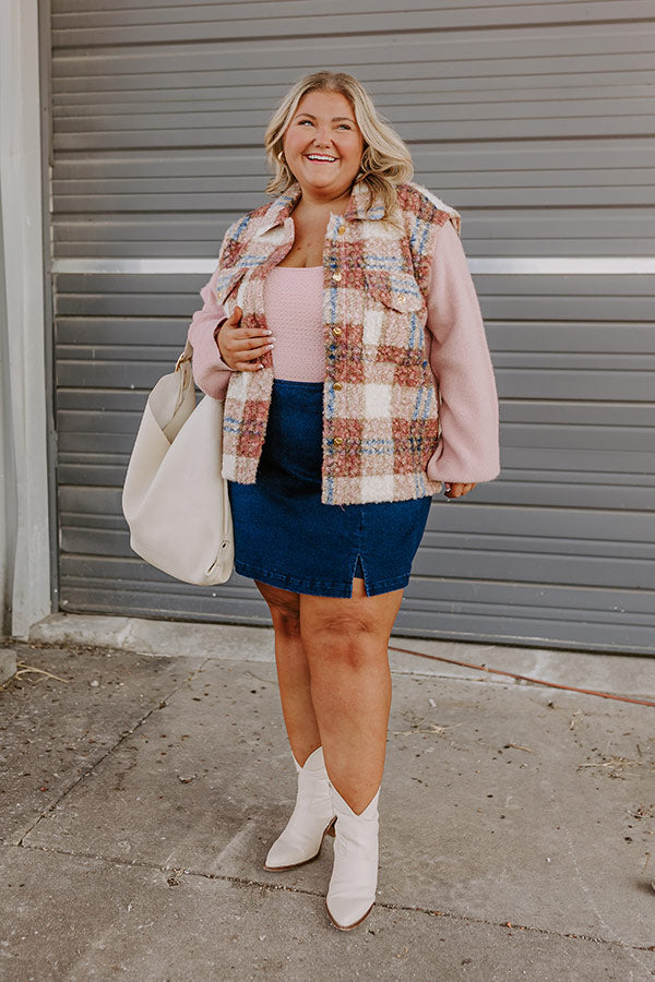 Picking Pumpkins Plaid Jacket in Blush Curves Image - 1