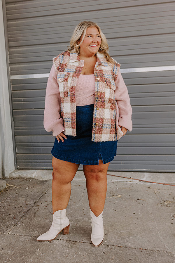 Picking Pumpkins Plaid Jacket in Blush Curves Image - 2