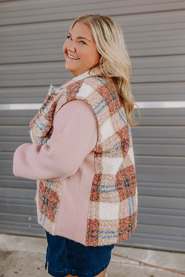 Picking Pumpkins Plaid Jacket in Blush Curves Image - 5