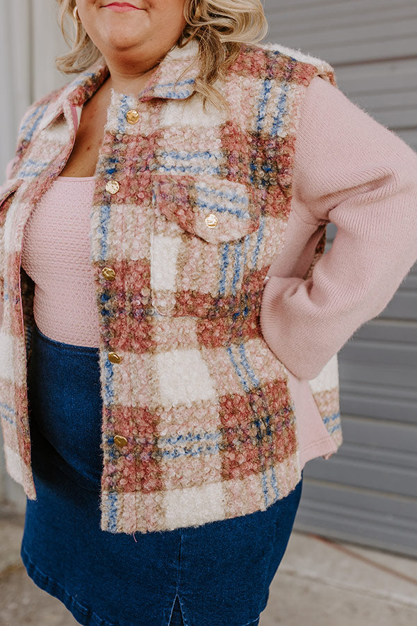 Picking Pumpkins Plaid Jacket in Blush Curves Image - 4