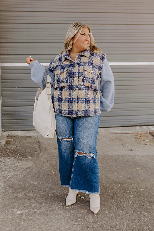 Picking Pumpkins Plaid Jacket in Blue Curves Image - 1