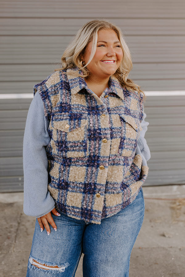 Picking Pumpkins Plaid Jacket in Blue Curves Image - 2
