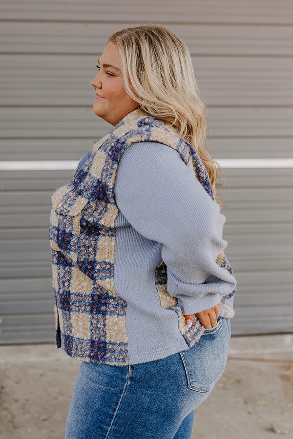 Picking Pumpkins Plaid Jacket in Blue Curves Image - 5