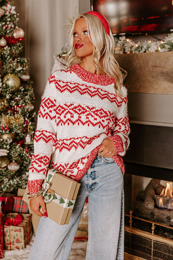 Whispering Pines Knit Sweater in Red Image - 1