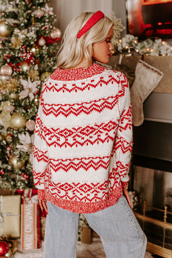 Whispering Pines Knit Sweater in Red Image - 3