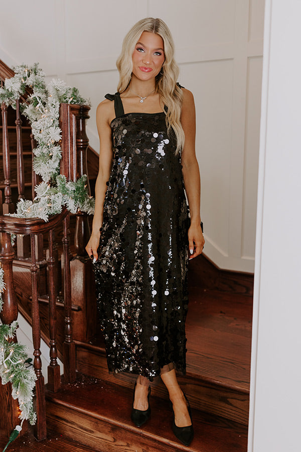 Full Of Glam Sequin Midi in Black Image - 5