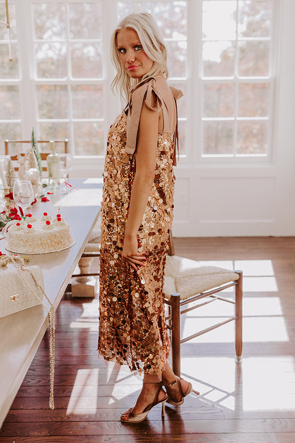 Full Of Glam Sequin Midi in Copper Image - 5