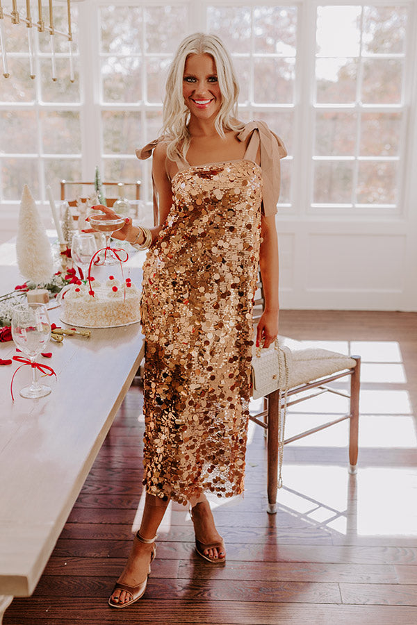 Full Of Glam Sequin Midi in Copper Image - 3
