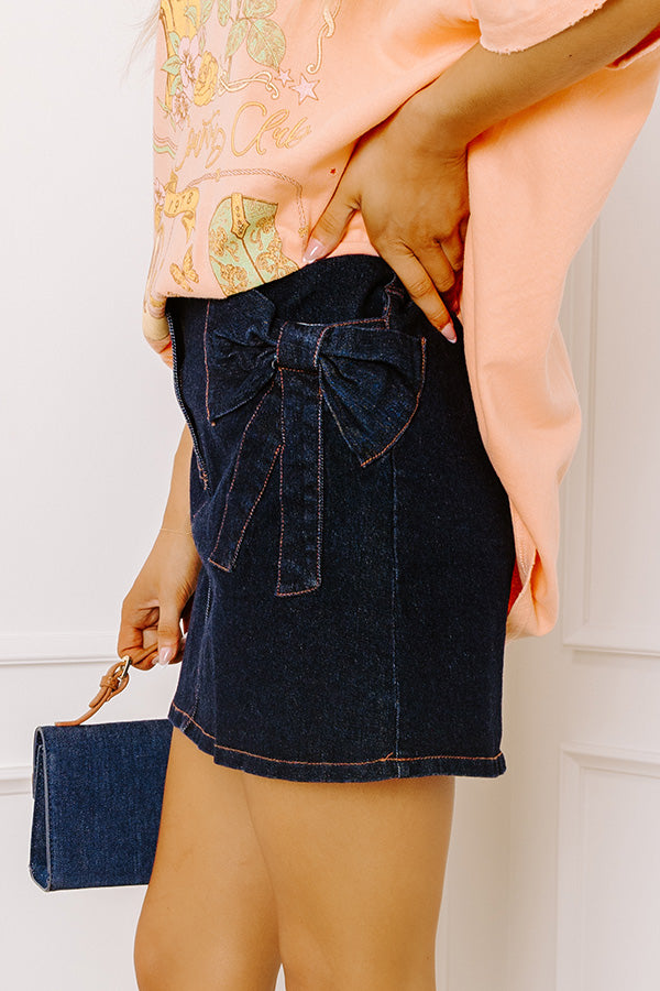 The Kaeli High Waist Denim Skirt in Dark Wash Image - 3