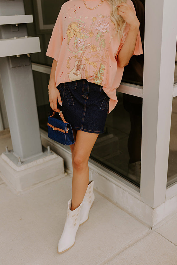 The Kaeli High Waist Denim Skirt in Dark Wash Image - 1
