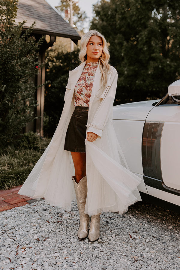 Catwalk Crush Mesh Trench Coat in Cream Image - 2