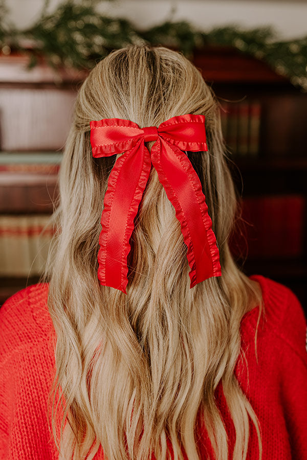 Cue The Charm Bow Hair Clip in Red Image - 2