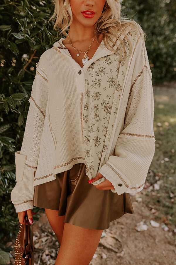 Coffee Shop Cozy Waffle Knit Hoodie Image - 3