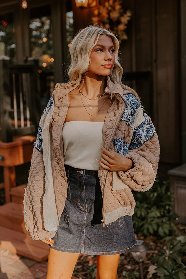 Cozy Couture Quilted Jacket in Warm Taupe Image - 1