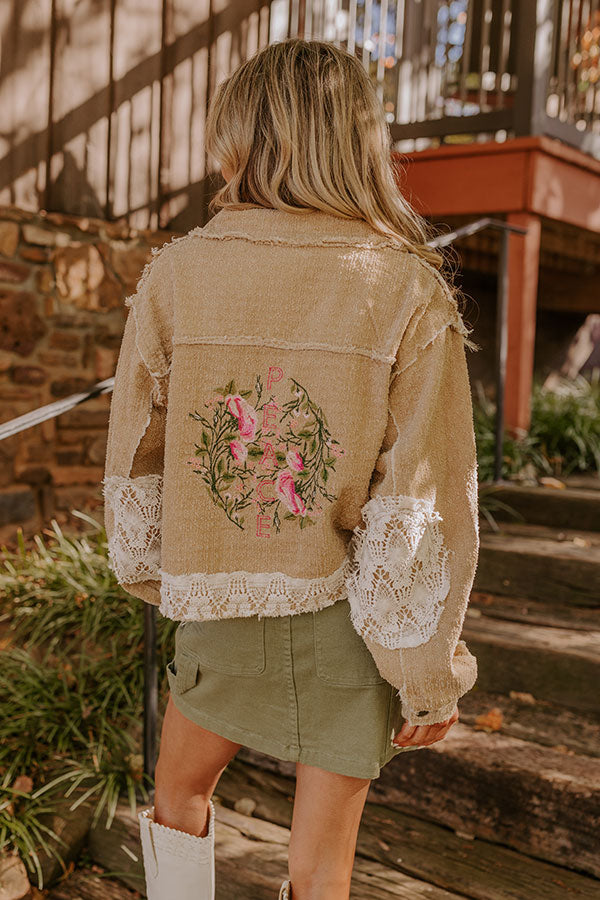 Boho Lifestyle Embroidered Jacket in Khaki Image - 5