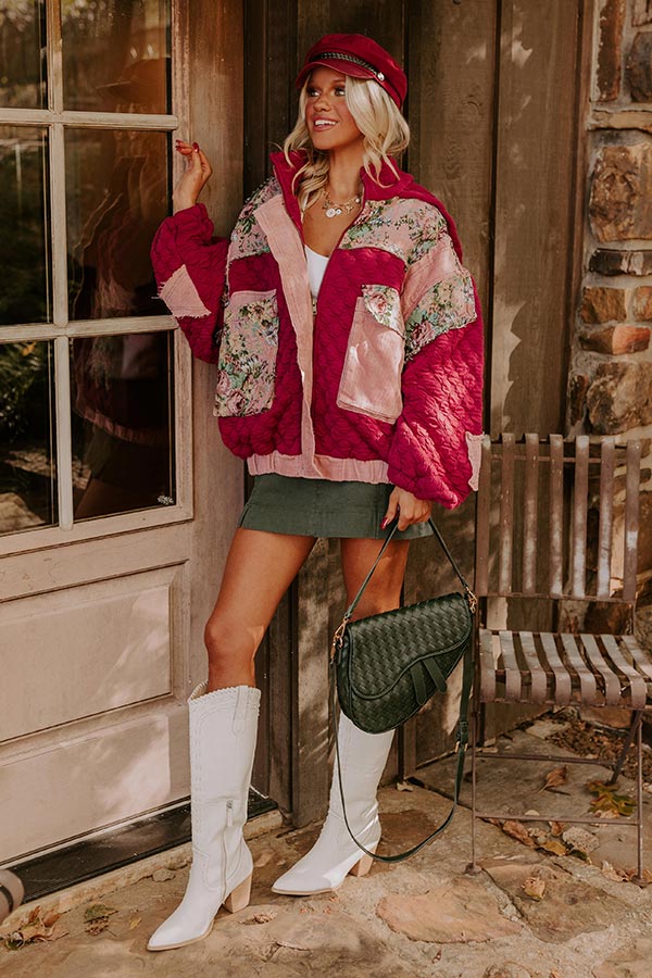 Cozy Couture Quilted Jacket in Sangria Image - 1