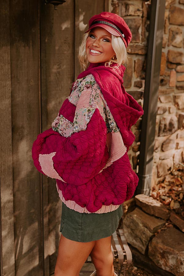 Cozy Couture Quilted Jacket in Sangria Image - 3
