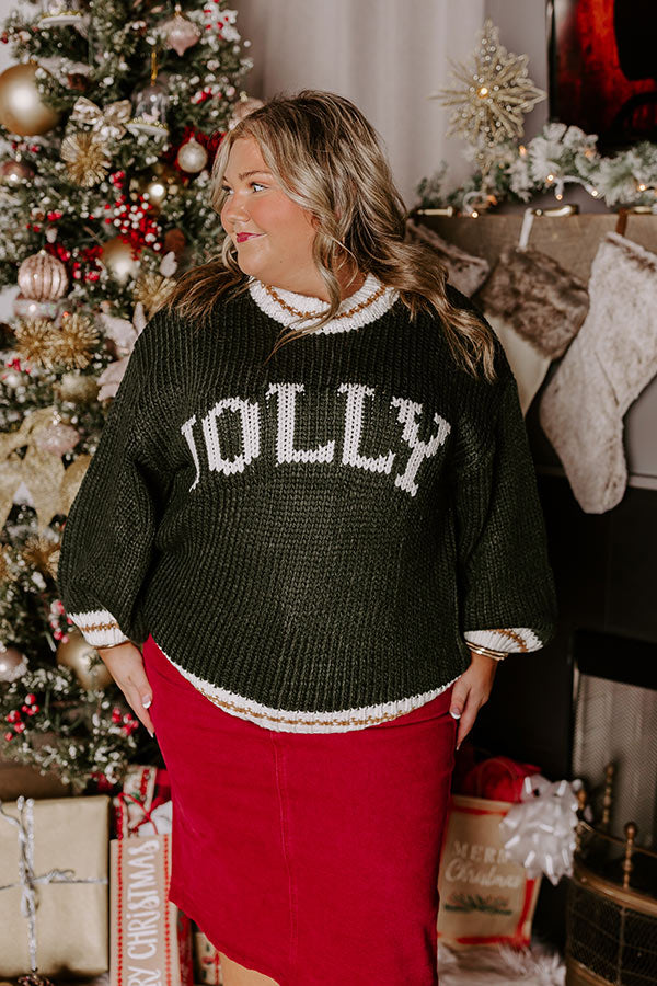 Holiday Vibes Knit Sweater in Jolly Hunter Green Curves Image - 3