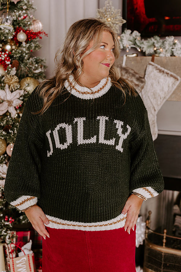 Holiday Vibes Knit Sweater in Jolly Hunter Green Curves Image - 5