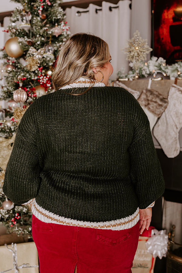 Holiday Vibes Knit Sweater in Jolly Hunter Green Curves Image - 4