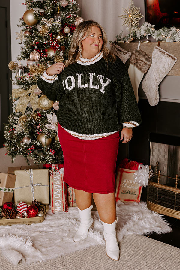 Holiday Vibes Knit Sweater in Jolly Hunter Green Curves Image - 2