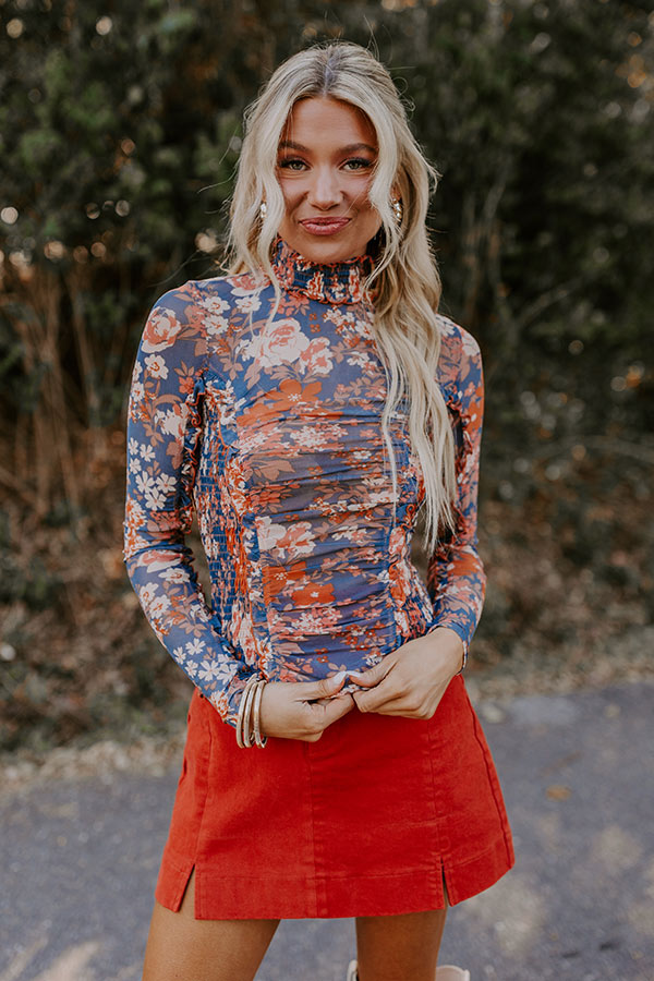 Call It Chic Floral Mesh Top in Blue Image - 4