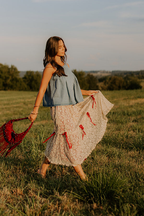 Boho Feels High Waist Lace Skirt in Wine Image - 1