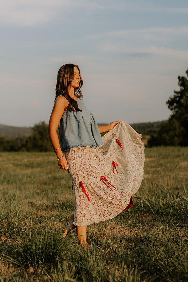Boho Feels High Waist Lace Skirt in Wine Image - 3