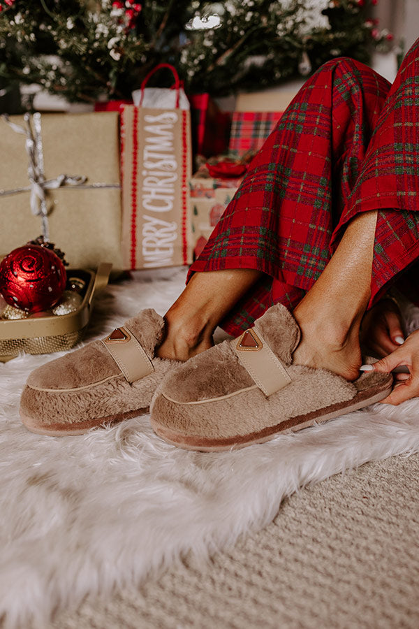 The Luna Plush Slipper in Taupe Image - 3