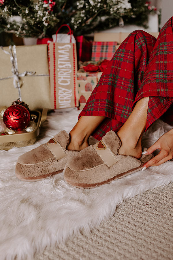 The Luna Plush Slipper in Taupe Image - 1
