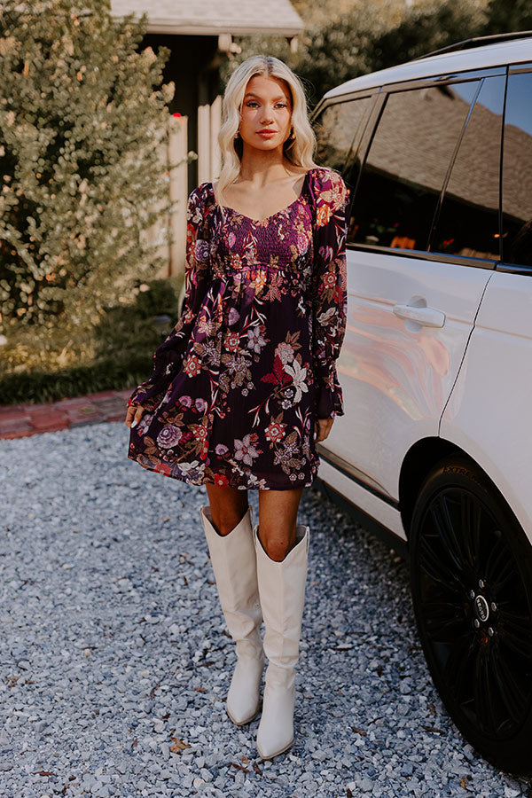 Vino Sippin' Floral Mini Dress Image - 2
