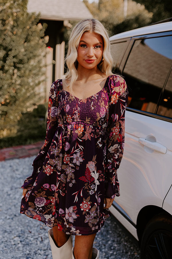 Vino Sippin' Floral Mini Dress Image - 4