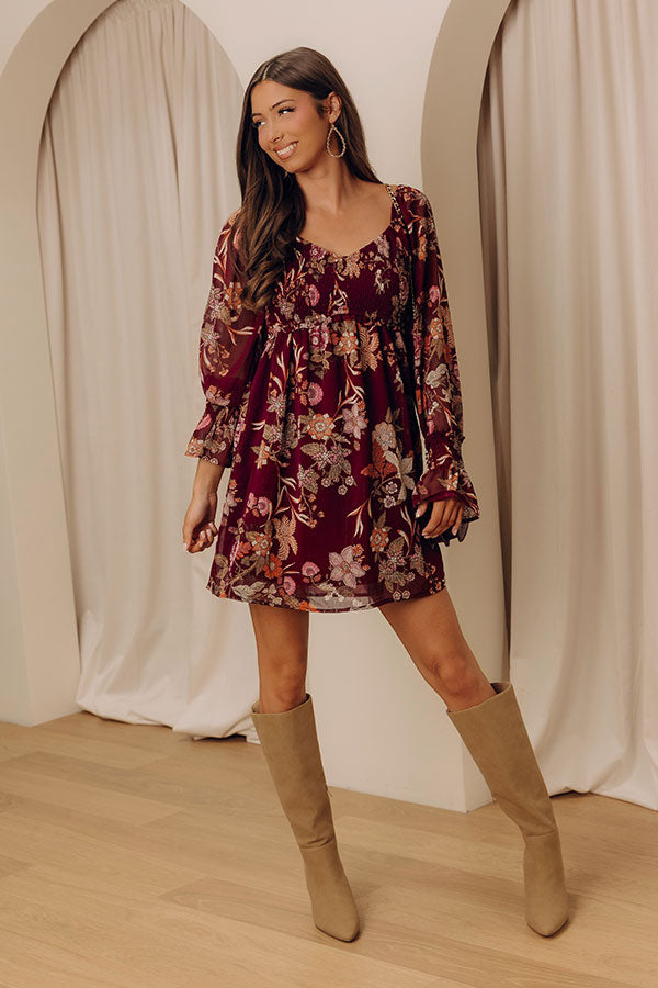 Vino Sippin' Floral Mini Dress