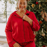Feeling Luxurious Satin Pajama Top in Red Curves Image - 1