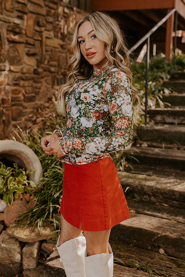Floral Dreams Mesh Top in Hunter Green Image - 3