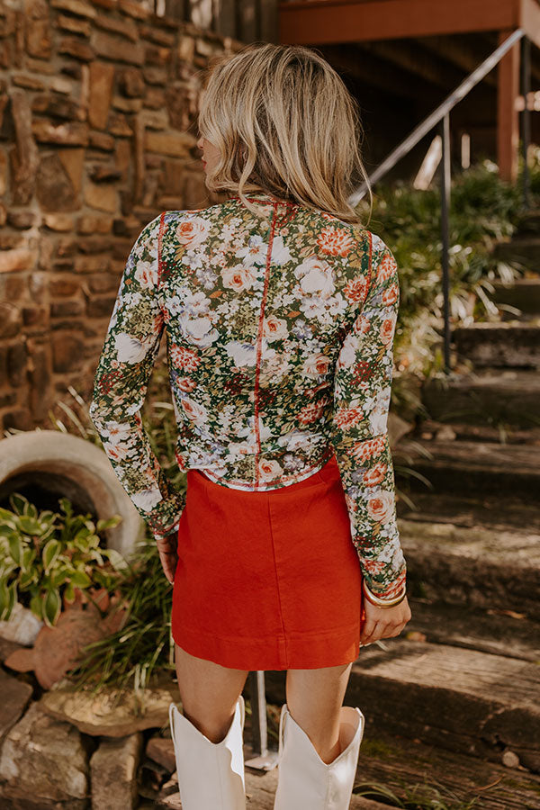 Floral Dreams Mesh Top in Hunter Green Image - 4