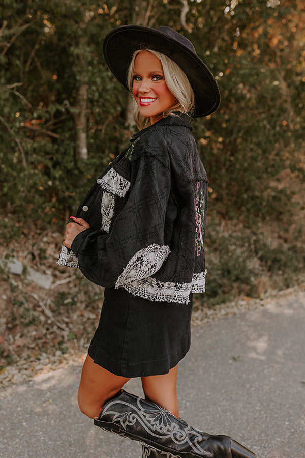 Boho Lifestyle Embroidered Jacket in Black Image - 4
