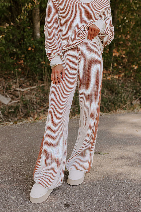 Uptown Chic High Waist Ribbed Pants in Ivory Image - 1