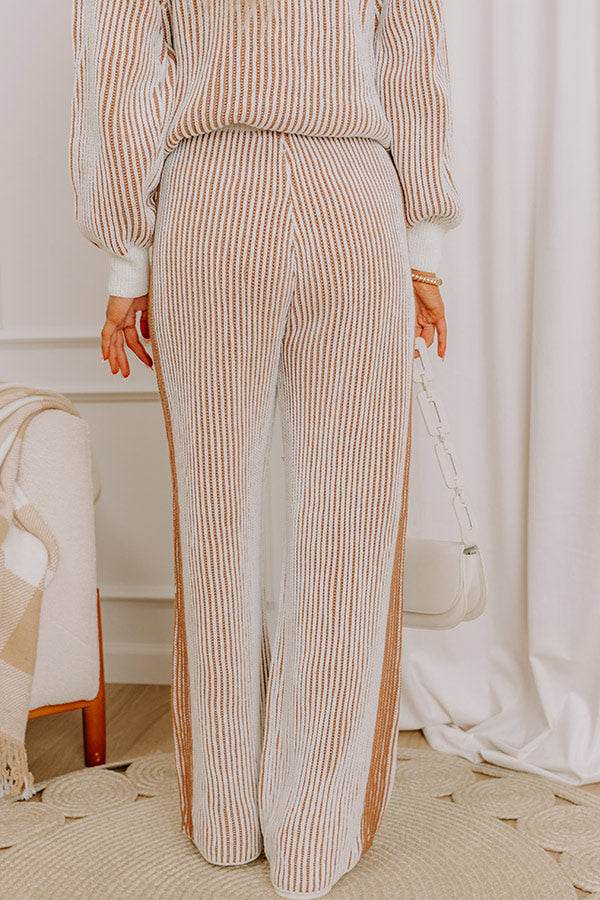 Uptown Chic High Waist Ribbed Pants in Ivory Image - 5