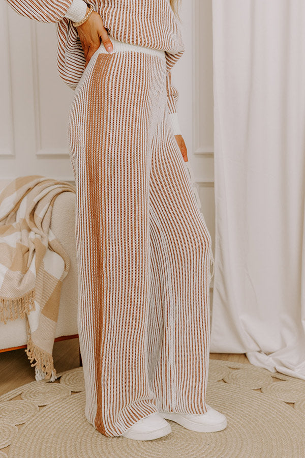Uptown Chic High Waist Ribbed Pants in Ivory Image - 3