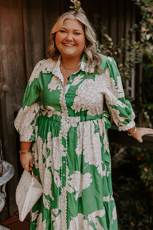 Bistro Bound Floral Midi in Green Curves Image - 2