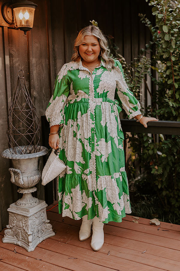 Bistro Bound Floral Midi in Green Curves Image - 1